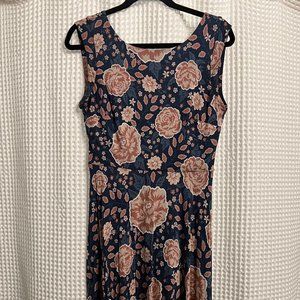 LOFT Blue & Pink Flower Detail Summer Dress - Small